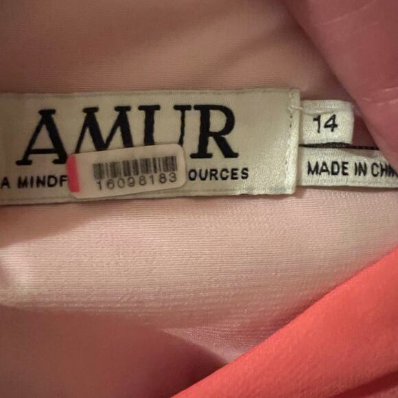 Amur Sleeveless Front Cut Out Emmet Pleated Chiffon Gown Ombre Sunset Size 4 - Picture 15 of 16